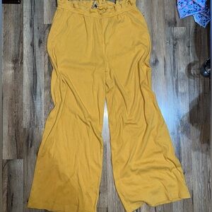 BCBGeneration Ruffled Waist Pants in Mustard
